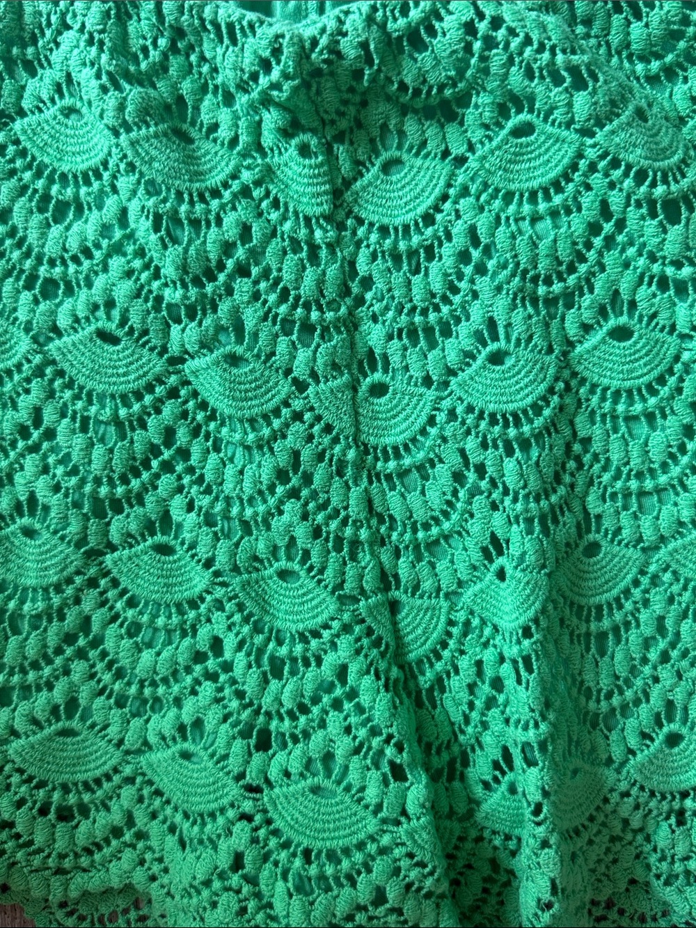 Gianni Bini Bright Green Crochet High-Waist Shorts - Picture 3 of 6